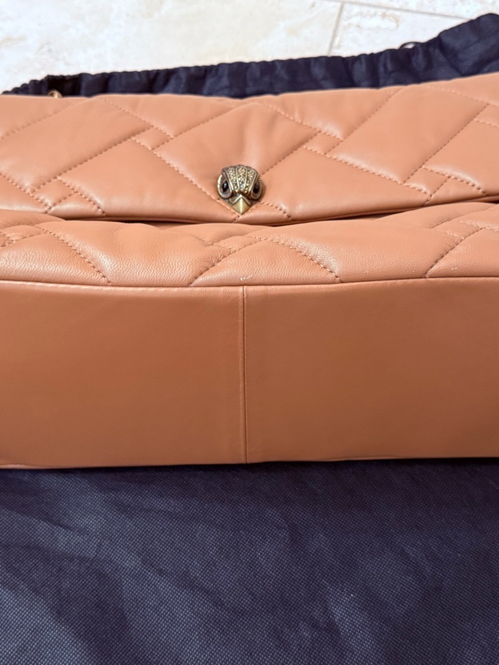 Kurt Geiger Kensington xxl Tan Leather Shoulder Bag with Brass Chain - Picture 13 of 13